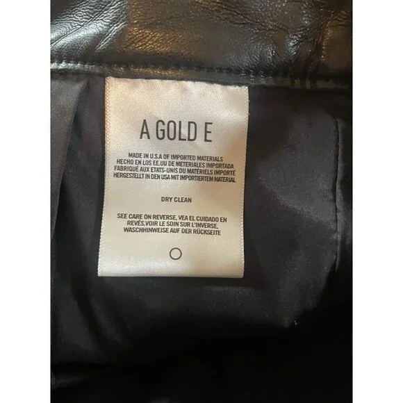 New Agolde Riley Long Pants Recycled Leather in Detox Black High Rise Sz 26 - Picture 8 of 9